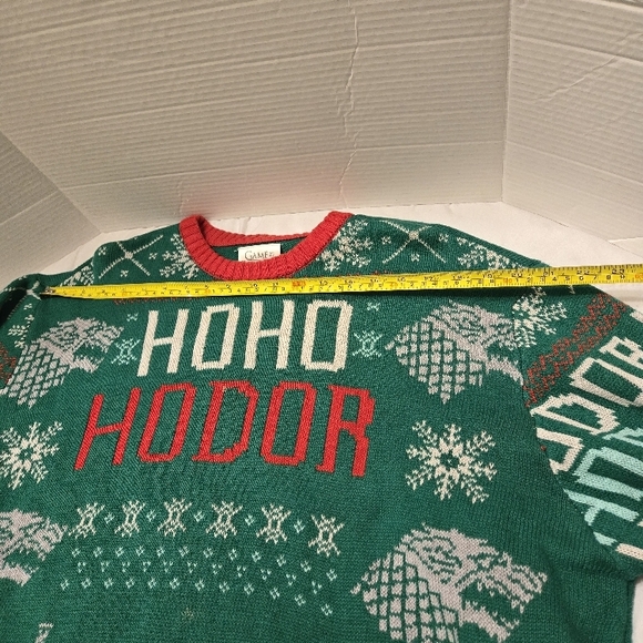 Ugly Christmas Sweater Mens XXL Green Game of Thrones HBO Ho Ho Hodor Pullover - Picture 6 of 10